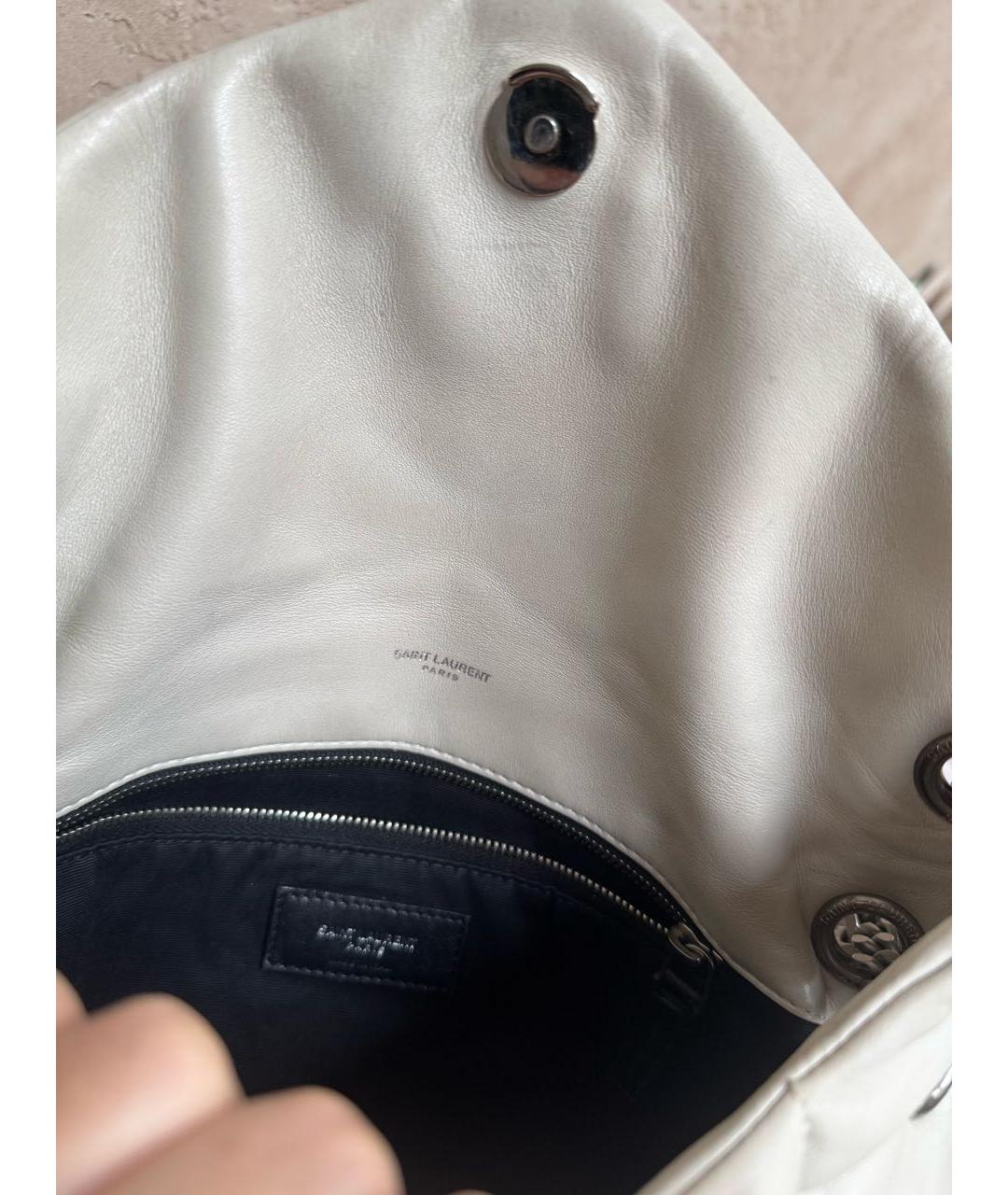 SAINT LAURENT Серебряная кожаная сумка через плечо, фото 5