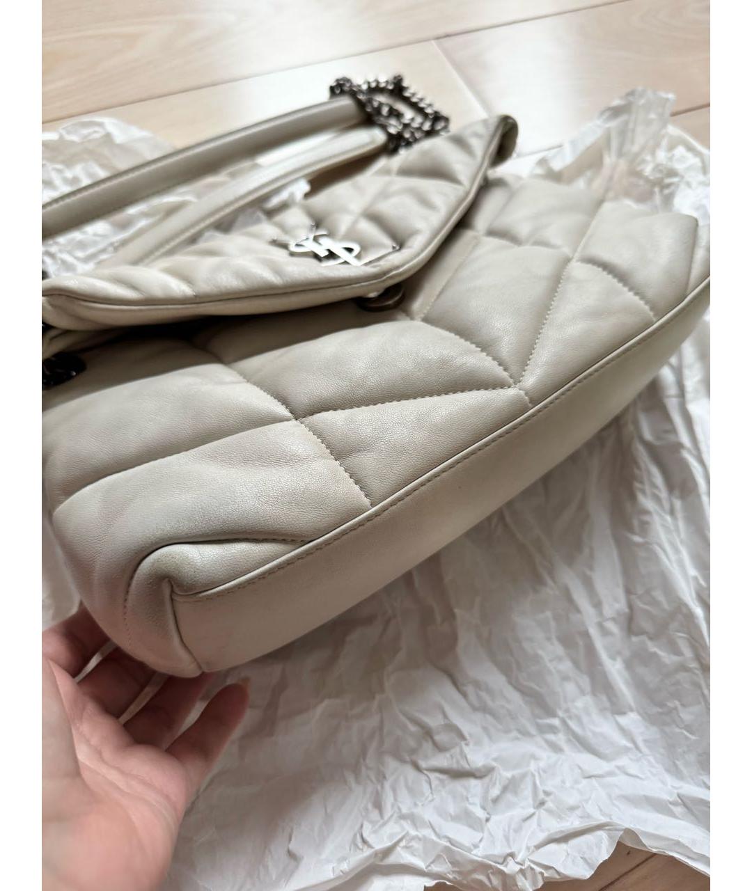 SAINT LAURENT Серебряная кожаная сумка через плечо, фото 6