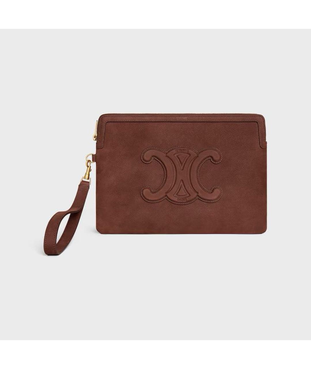 CELINE Коричневая кожаная косметичка, фото 5