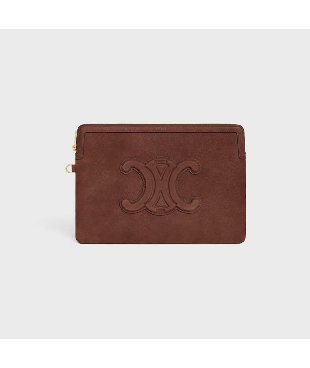 CELINE Коричневая кожаная косметичка, фото 2