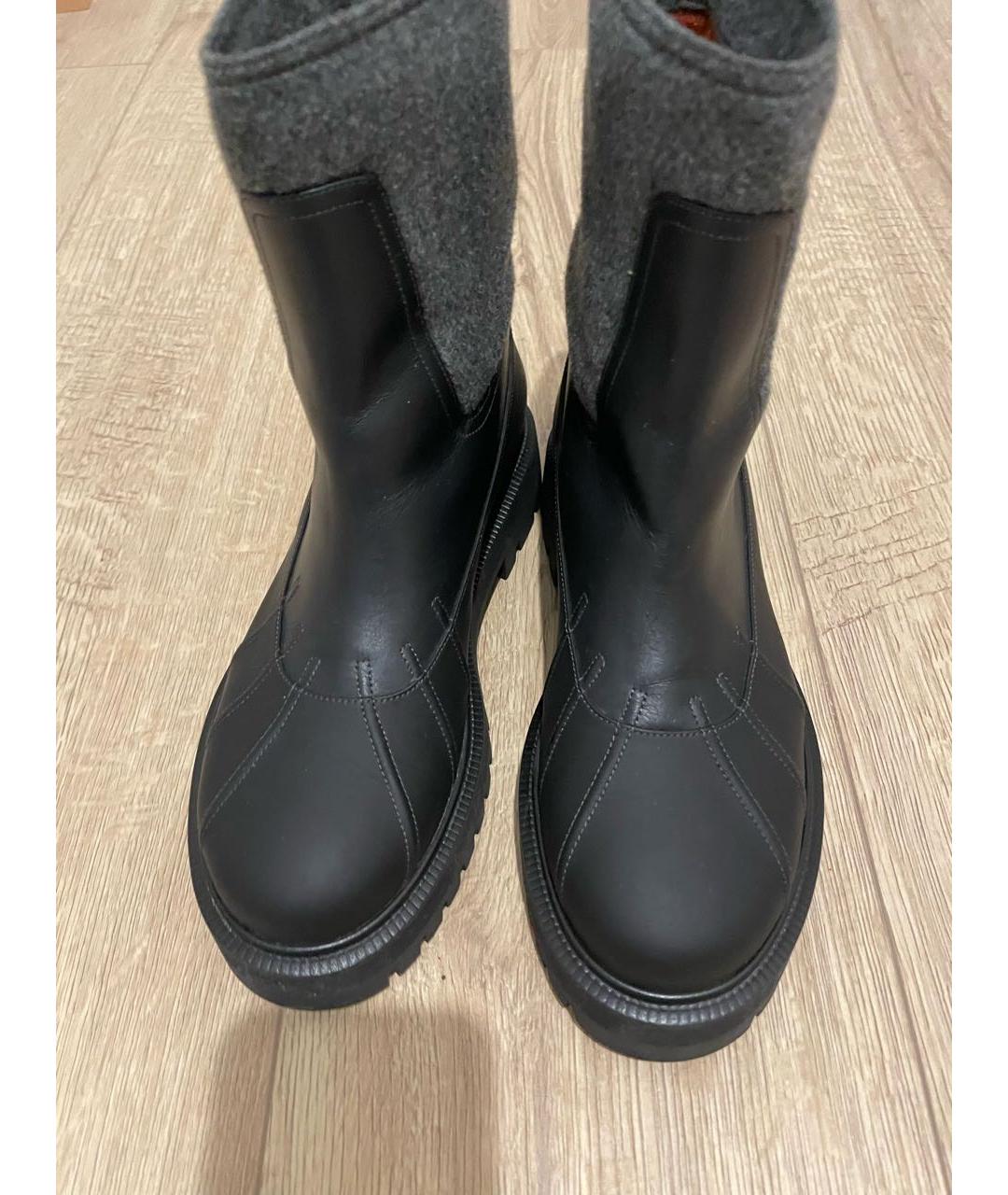 LORO PIANA Антрацитовые кожаные ботинки, фото 6