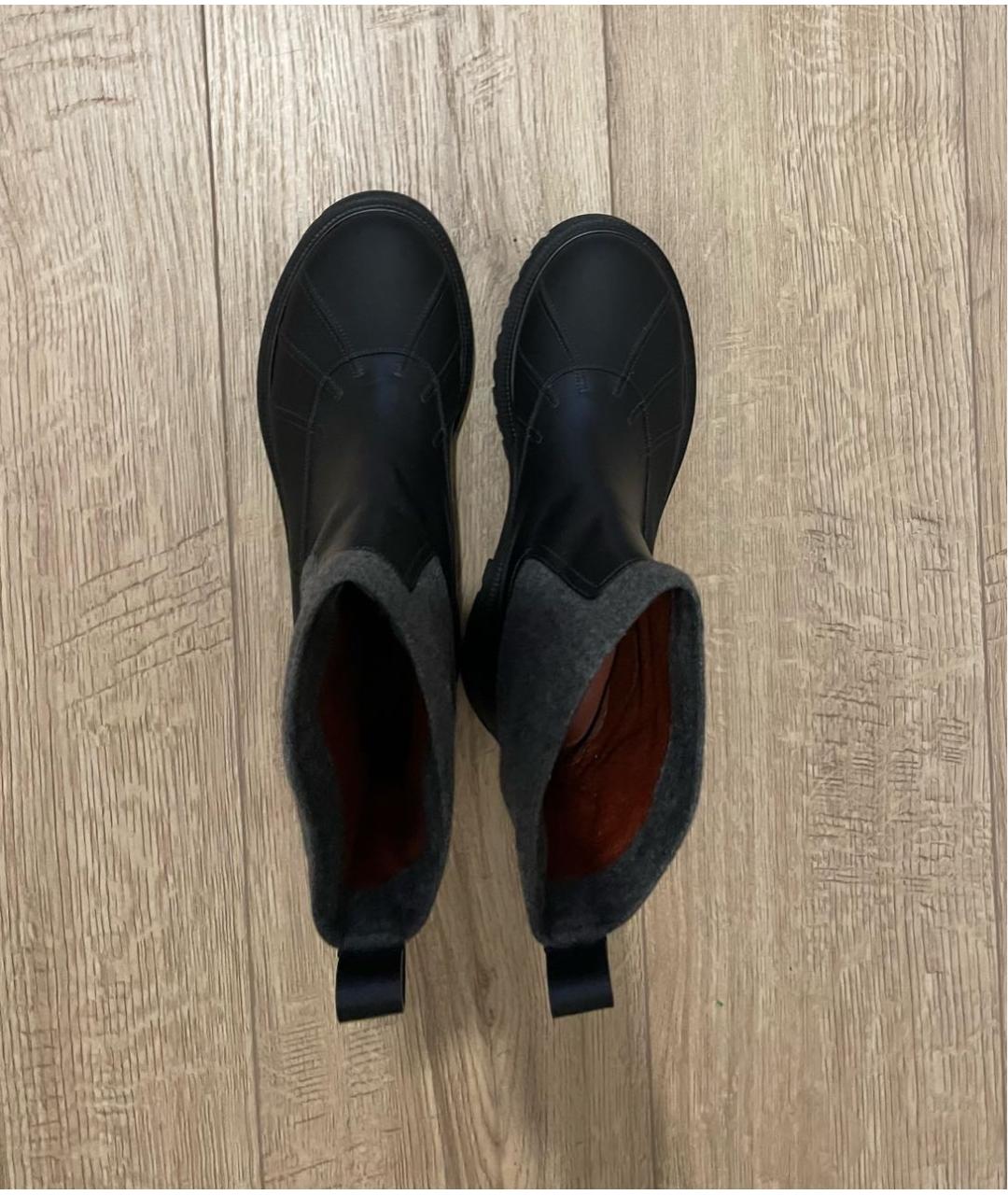 LORO PIANA Антрацитовые кожаные ботинки, фото 3