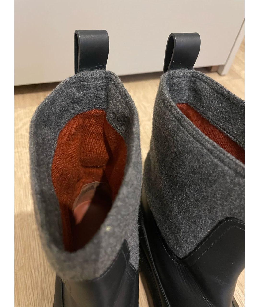 LORO PIANA Антрацитовые кожаные ботинки, фото 5