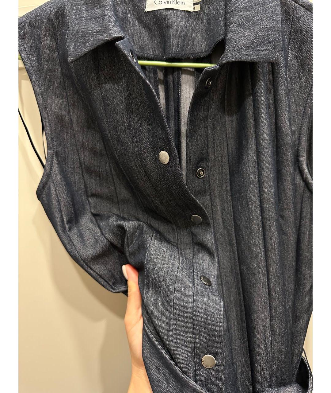 CALVIN KLEIN Темно-синее деним повседневное платье, фото 6