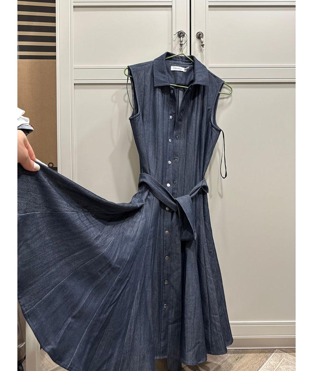 CALVIN KLEIN Темно-синее деним повседневное платье, фото 2