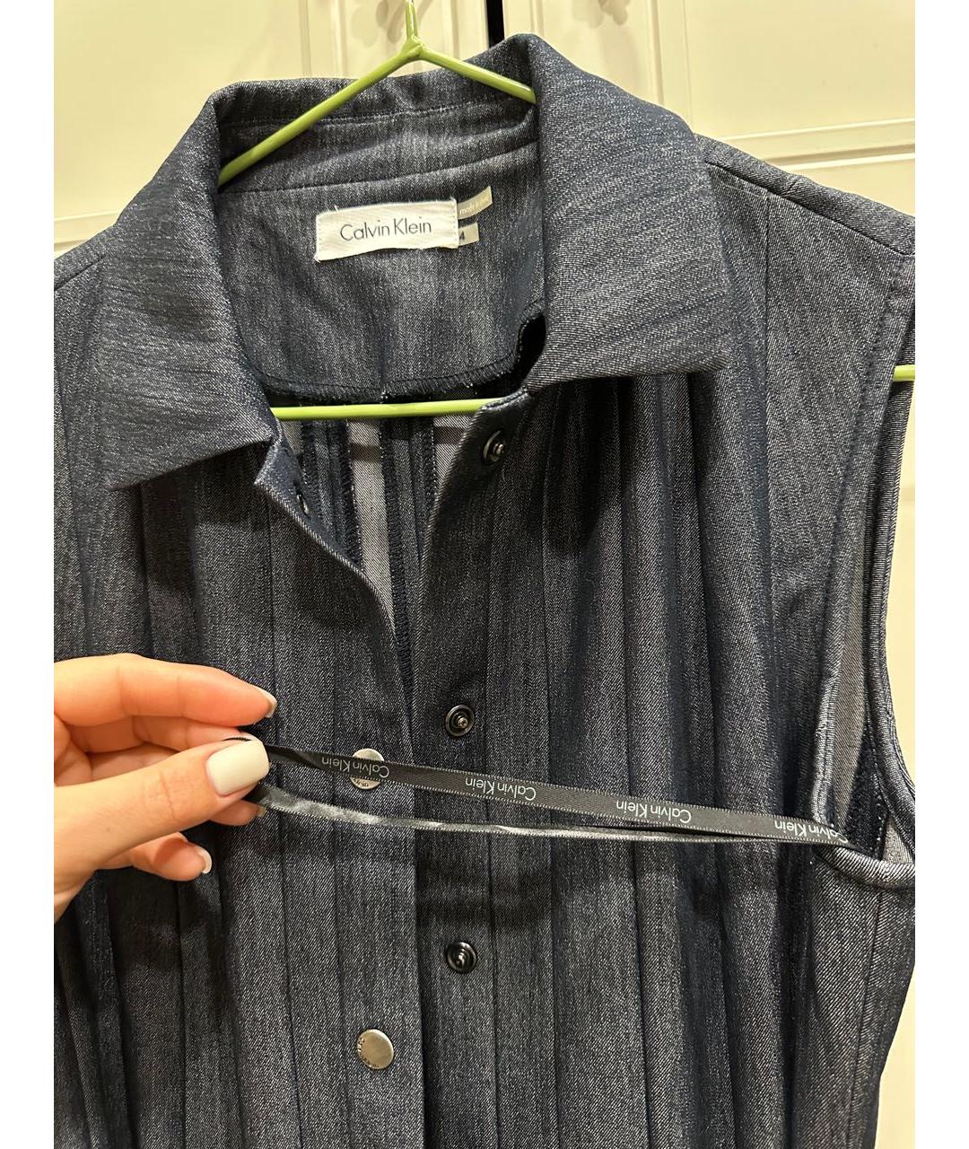 CALVIN KLEIN Темно-синее деним повседневное платье, фото 4