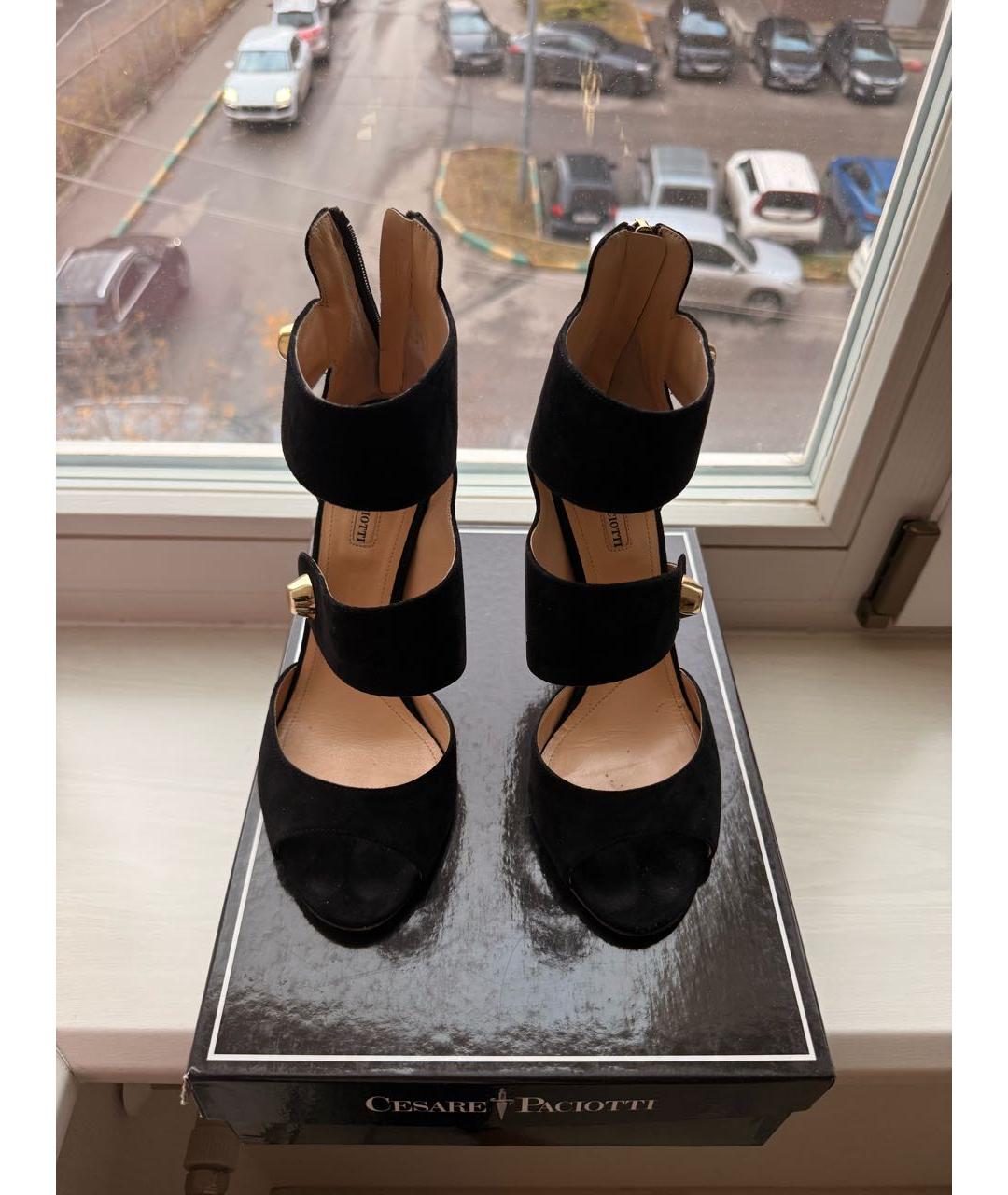CESARE PACIOTTI Черные замшевые босоножки, фото 2