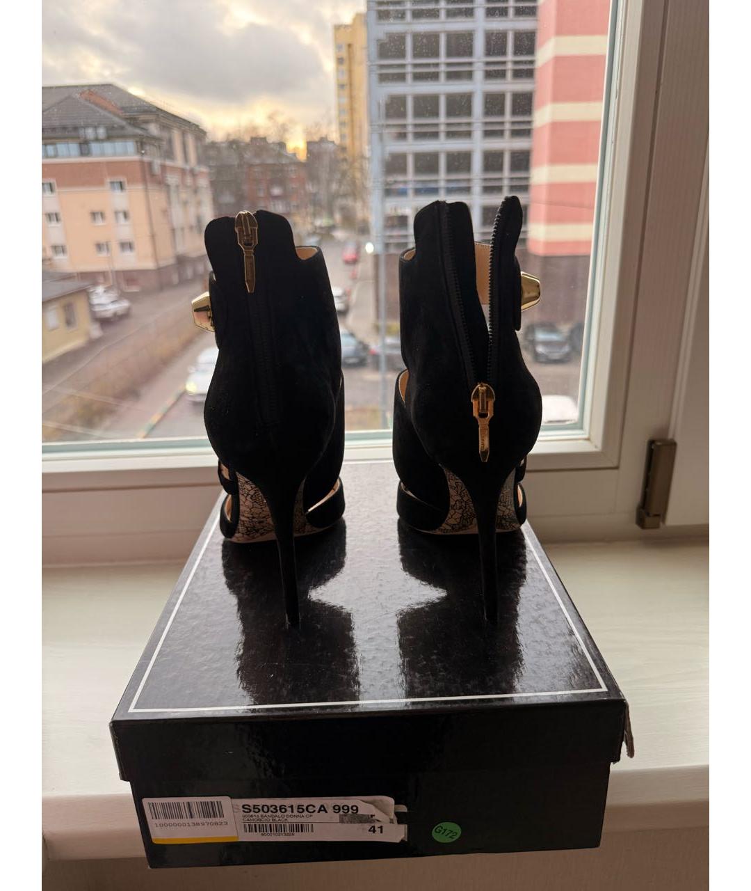 CESARE PACIOTTI Черные замшевые босоножки, фото 3