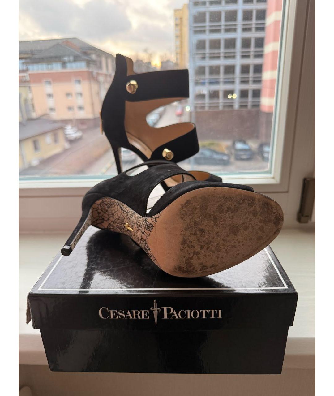 CESARE PACIOTTI Черные замшевые босоножки, фото 4
