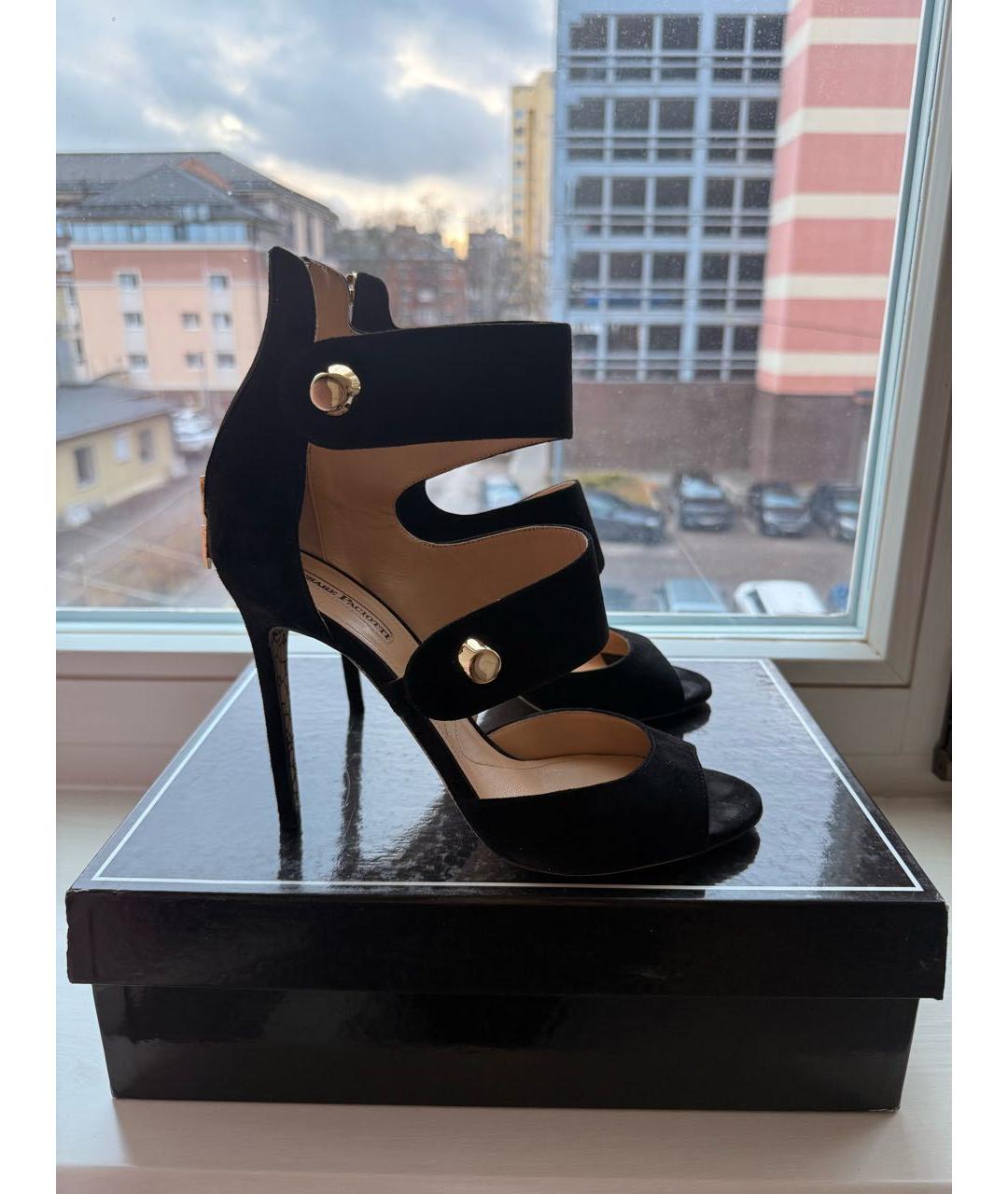 CESARE PACIOTTI Черные замшевые босоножки, фото 5