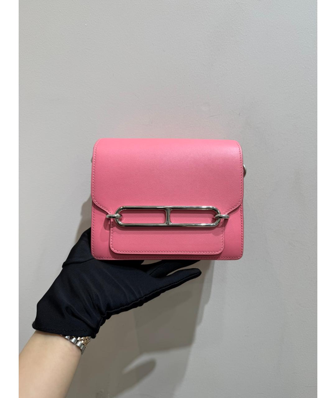 HERMES Розовая кожаная сумка через плечо, фото 3