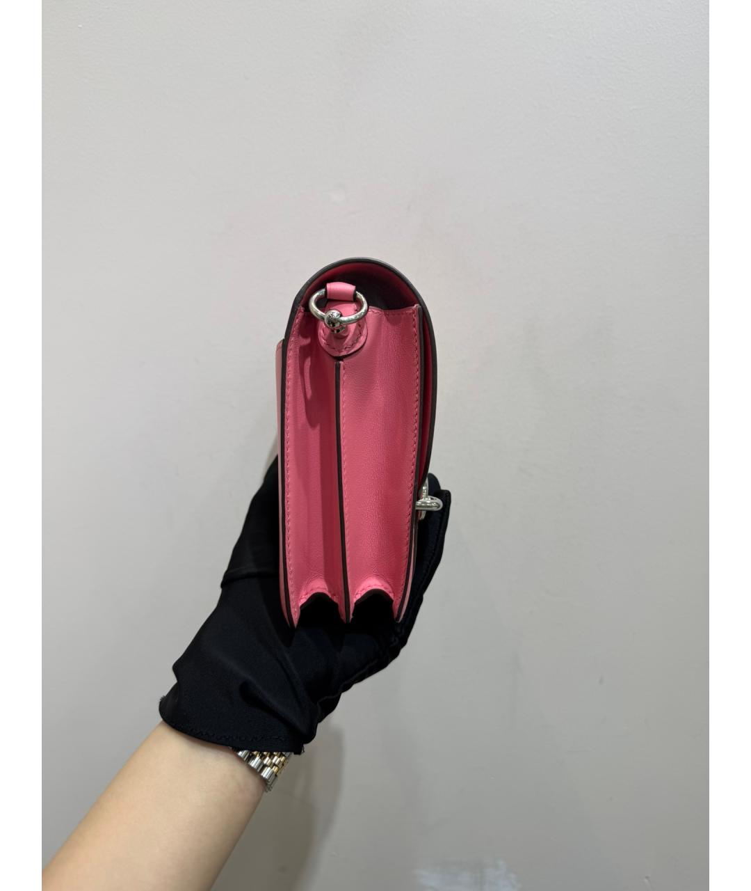 HERMES Розовая кожаная сумка через плечо, фото 5