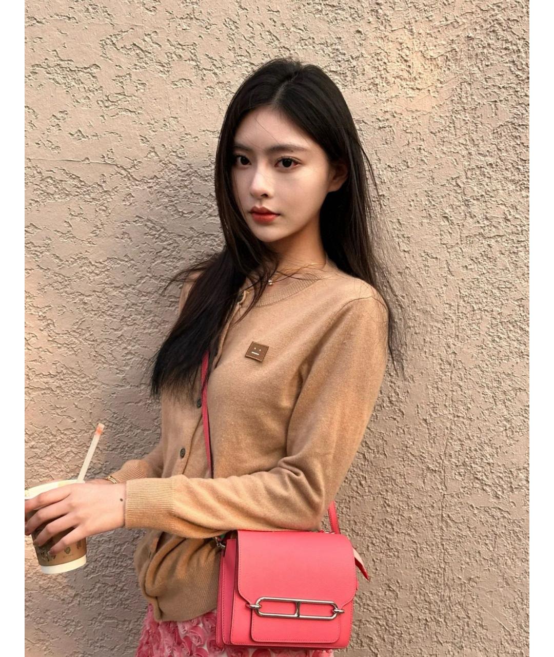 HERMES Розовая кожаная сумка через плечо, фото 8