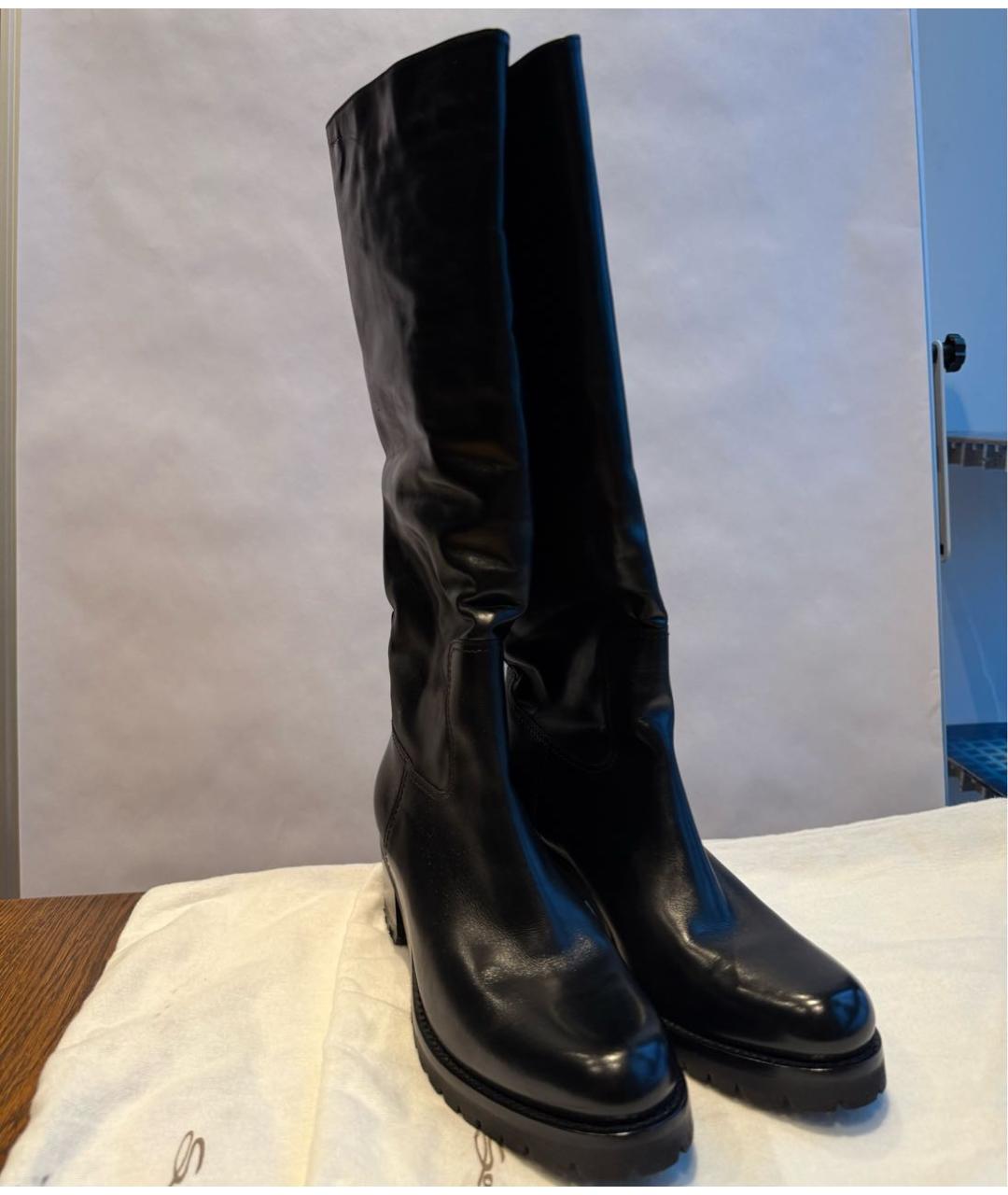 SANTONI Черные кожаные сапоги, фото 2