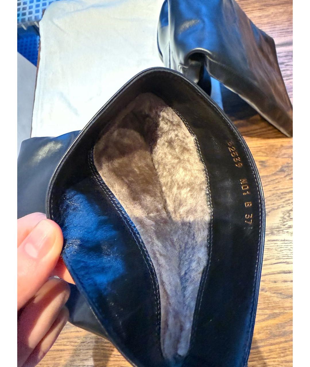 SANTONI Черные кожаные сапоги, фото 3