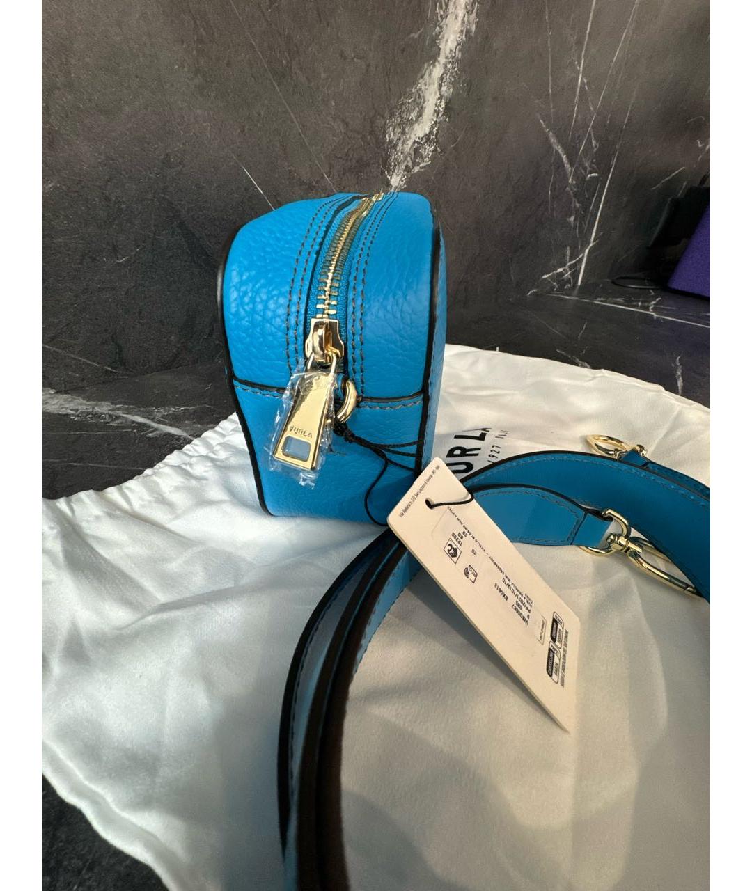 FURLA Голубая кожаная сумка через плечо, фото 2