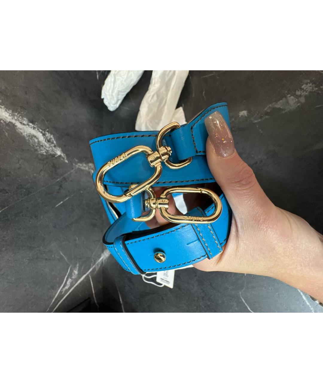 FURLA Голубая кожаная сумка через плечо, фото 7