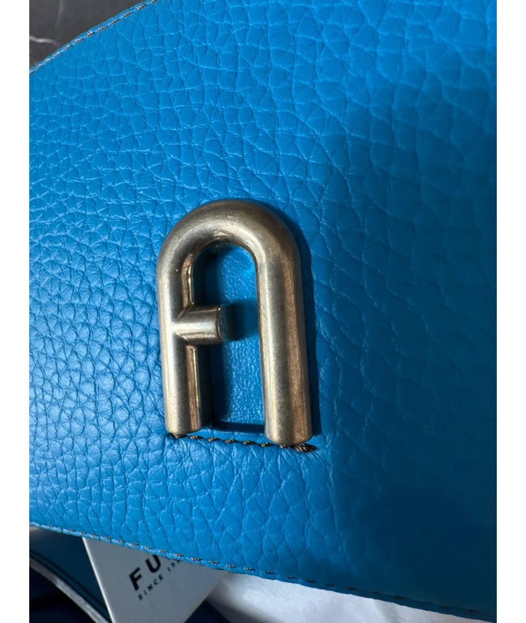 FURLA Голубая кожаная сумка через плечо, фото 5