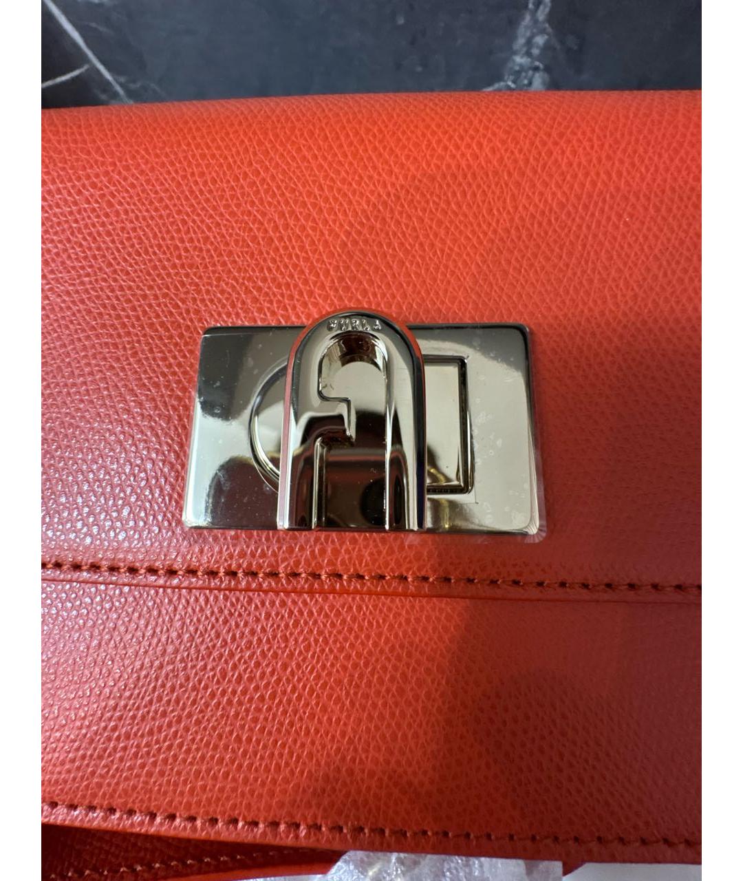 FURLA Оранжевая кожаная сумка через плечо, фото 5