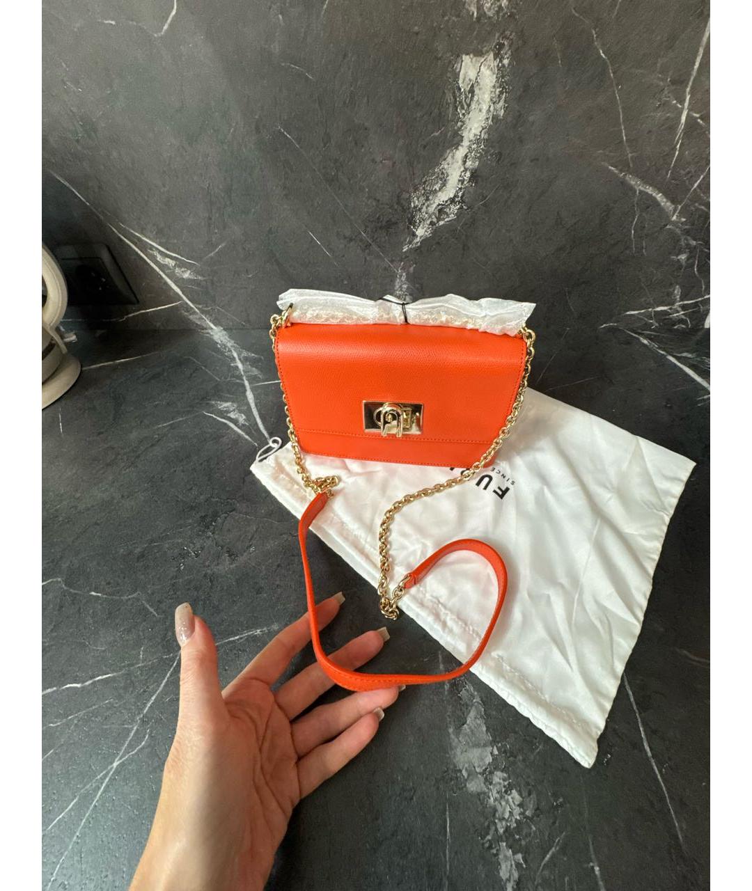 FURLA Оранжевая кожаная сумка через плечо, фото 6