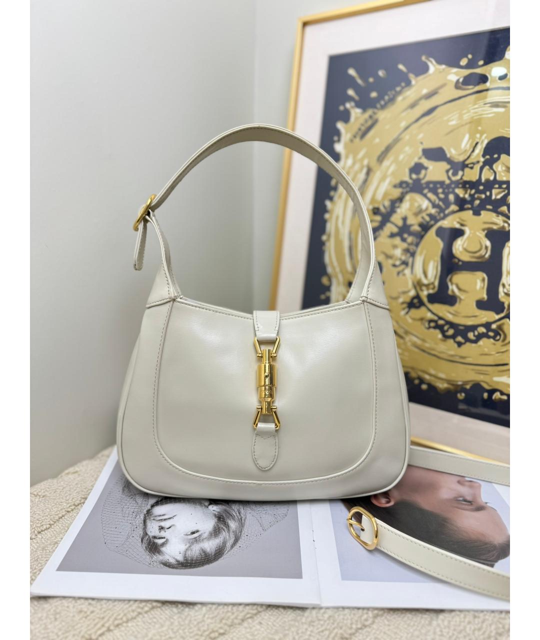 GUCCI Белая кожаная сумка через плечо, фото 5