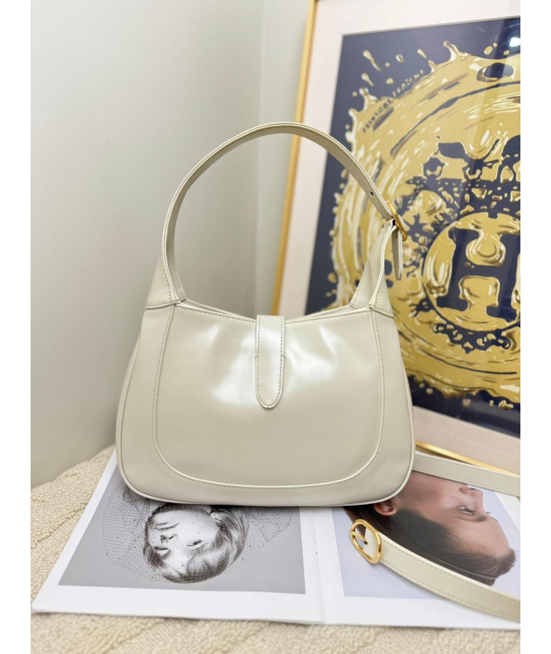GUCCI Белая кожаная сумка через плечо, фото 2