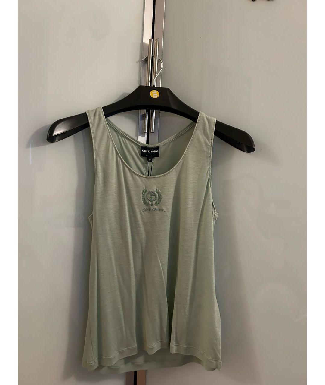 GIORGIO ARMANI Зеленая вискозная майка, фото 7