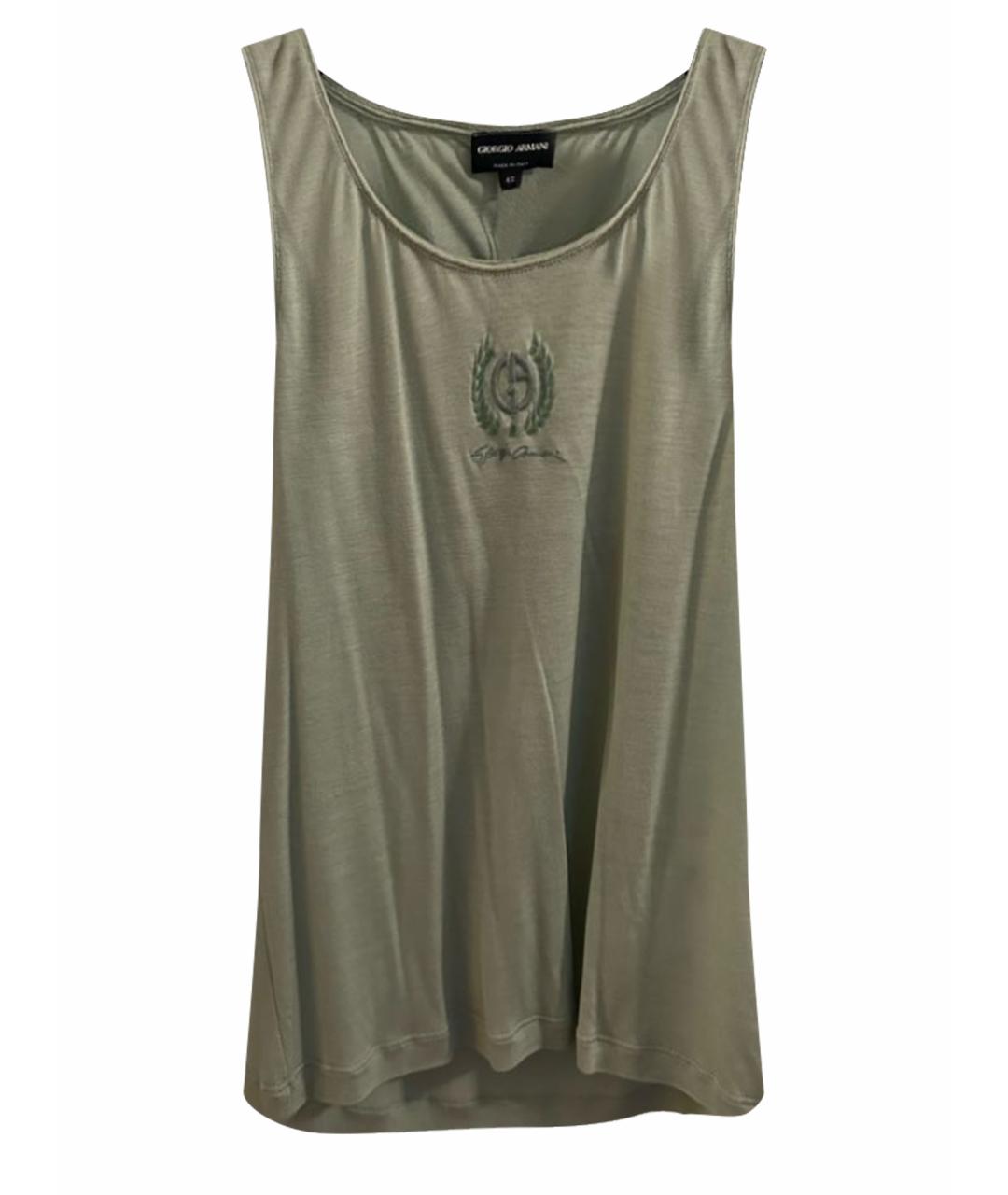 GIORGIO ARMANI Зеленая вискозная майка, фото 1