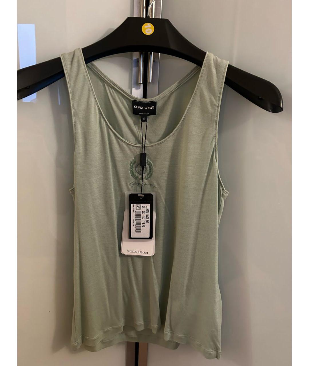 GIORGIO ARMANI Зеленая вискозная майка, фото 3