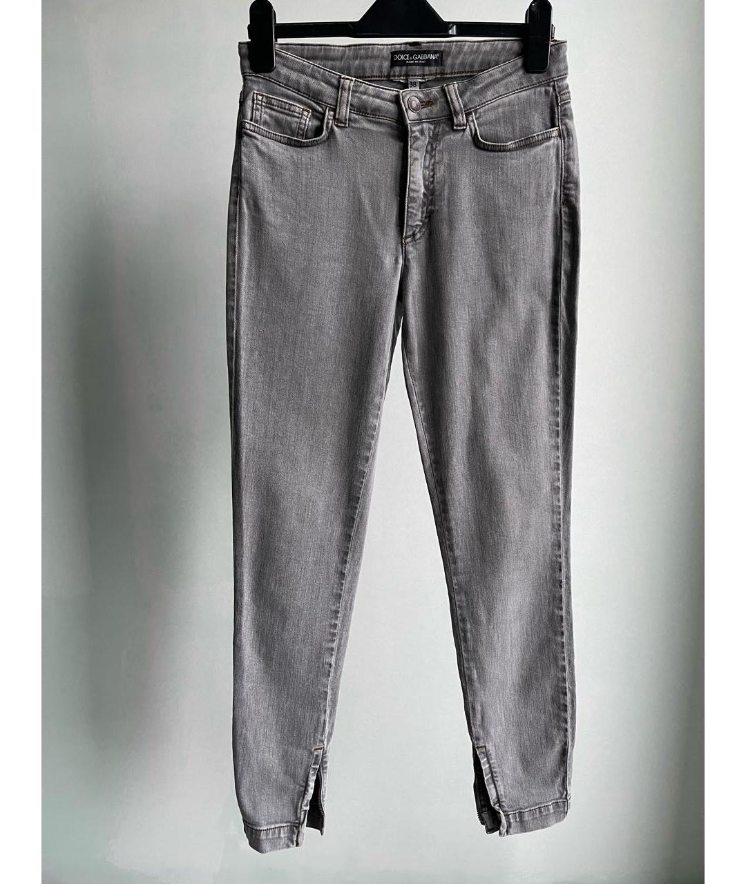 DOLCE&GABBANA Серые хлопко-эластановые джинсы слим, фото 9