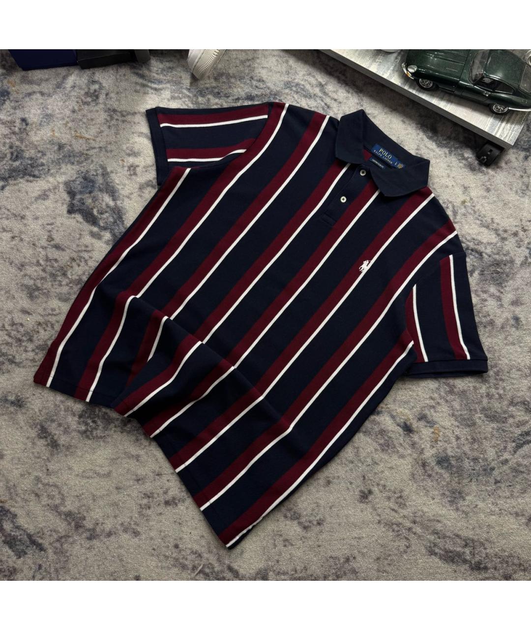 RALPH LAUREN Темно-синее хлопковое поло с коротким рукавом, фото 6