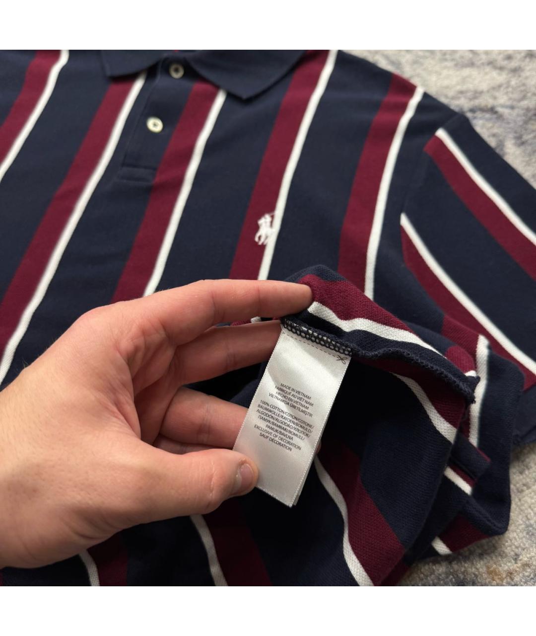 RALPH LAUREN Темно-синее хлопковое поло с коротким рукавом, фото 4