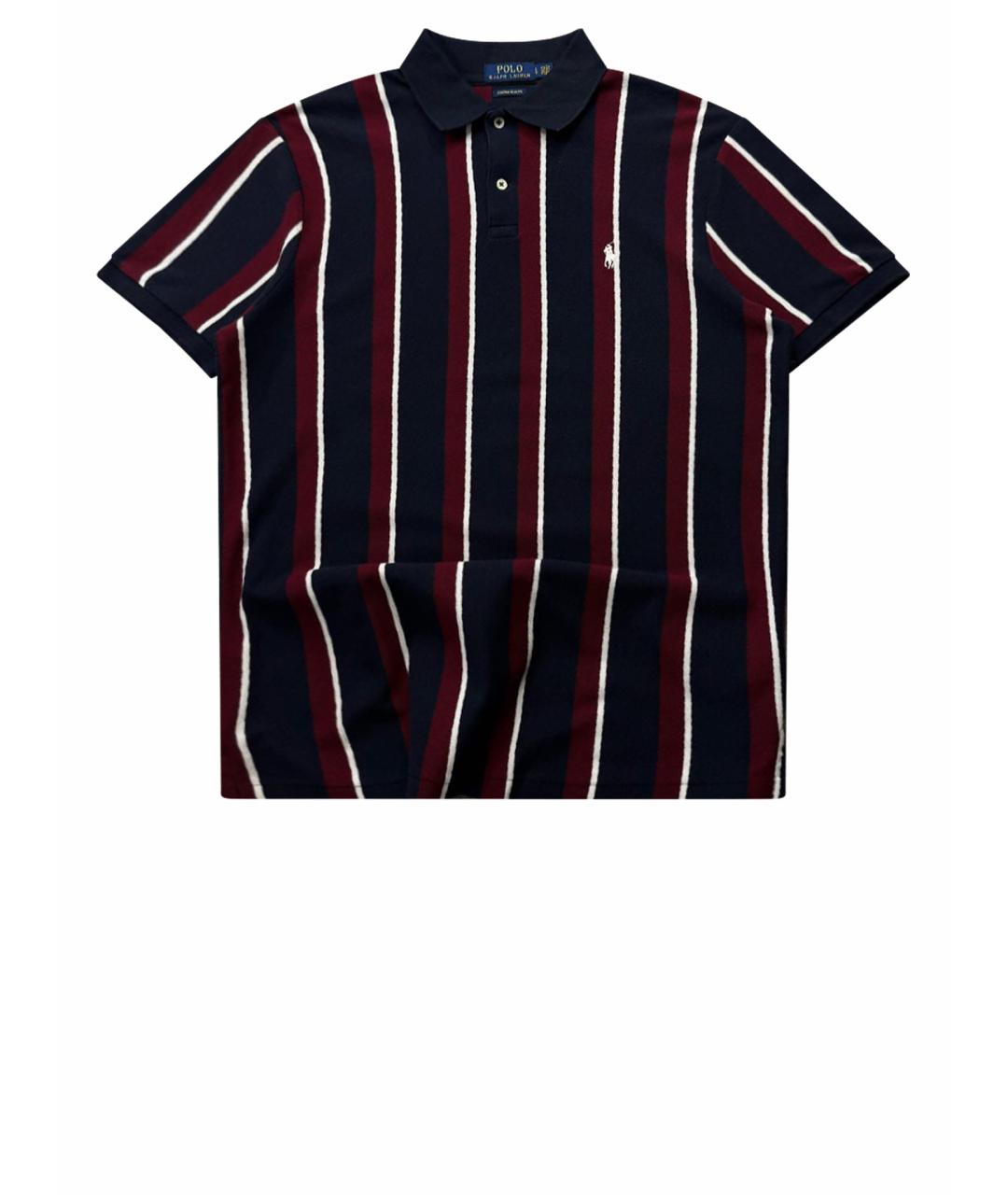 RALPH LAUREN Темно-синее хлопковое поло с коротким рукавом, фото 1