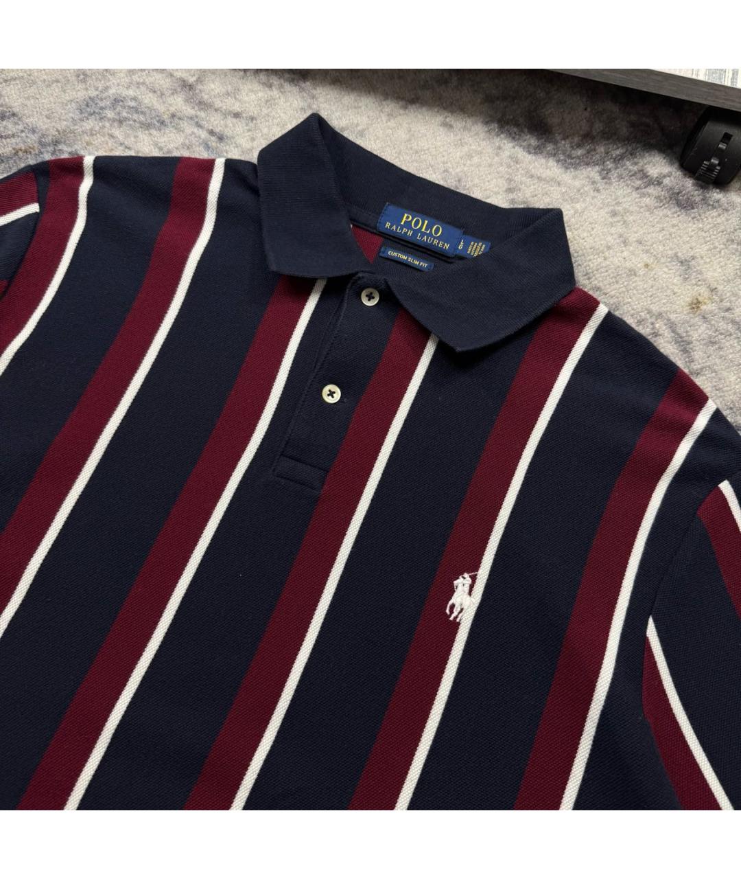 RALPH LAUREN Темно-синее хлопковое поло с коротким рукавом, фото 2