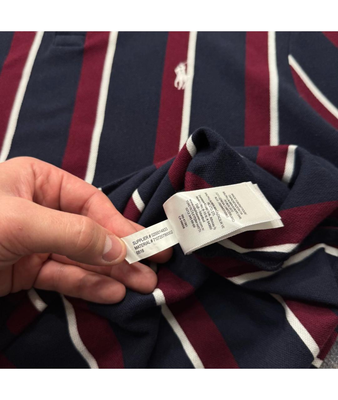 RALPH LAUREN Темно-синее хлопковое поло с коротким рукавом, фото 5