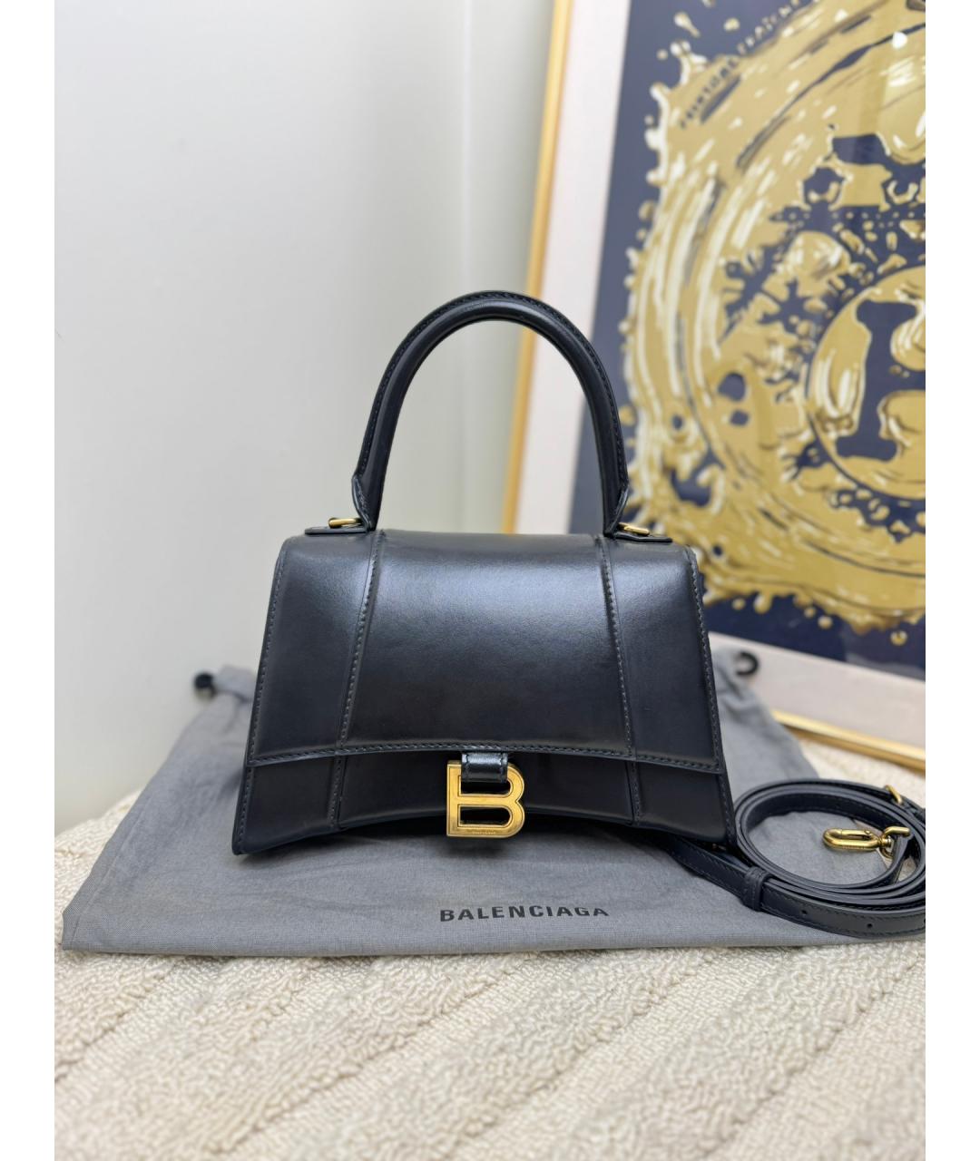 BALENCIAGA Черная кожаная сумка тоут, фото 10