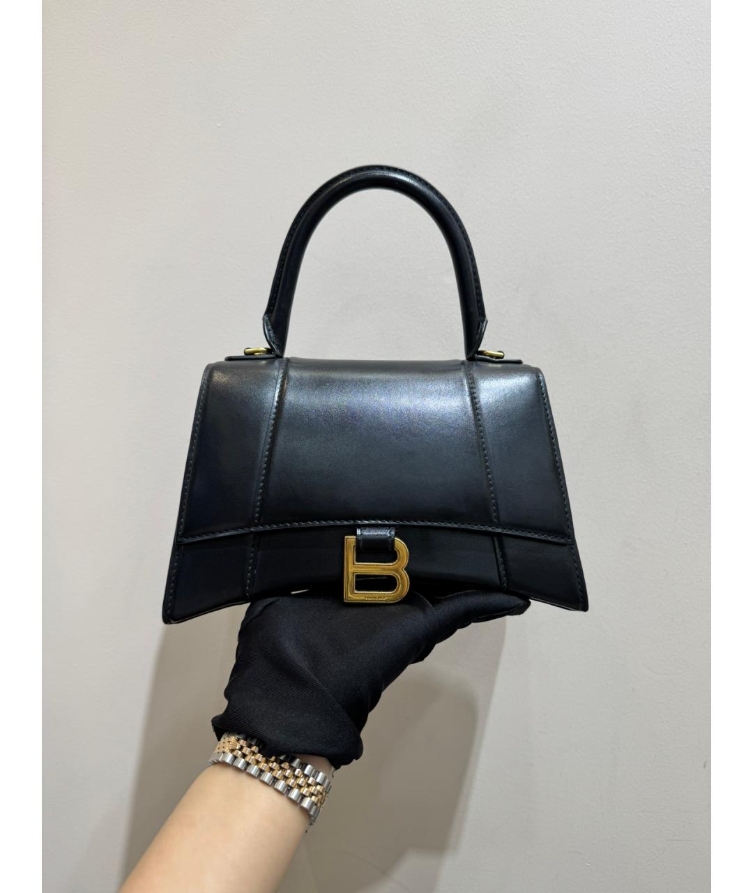 BALENCIAGA Черная кожаная сумка тоут, фото 3