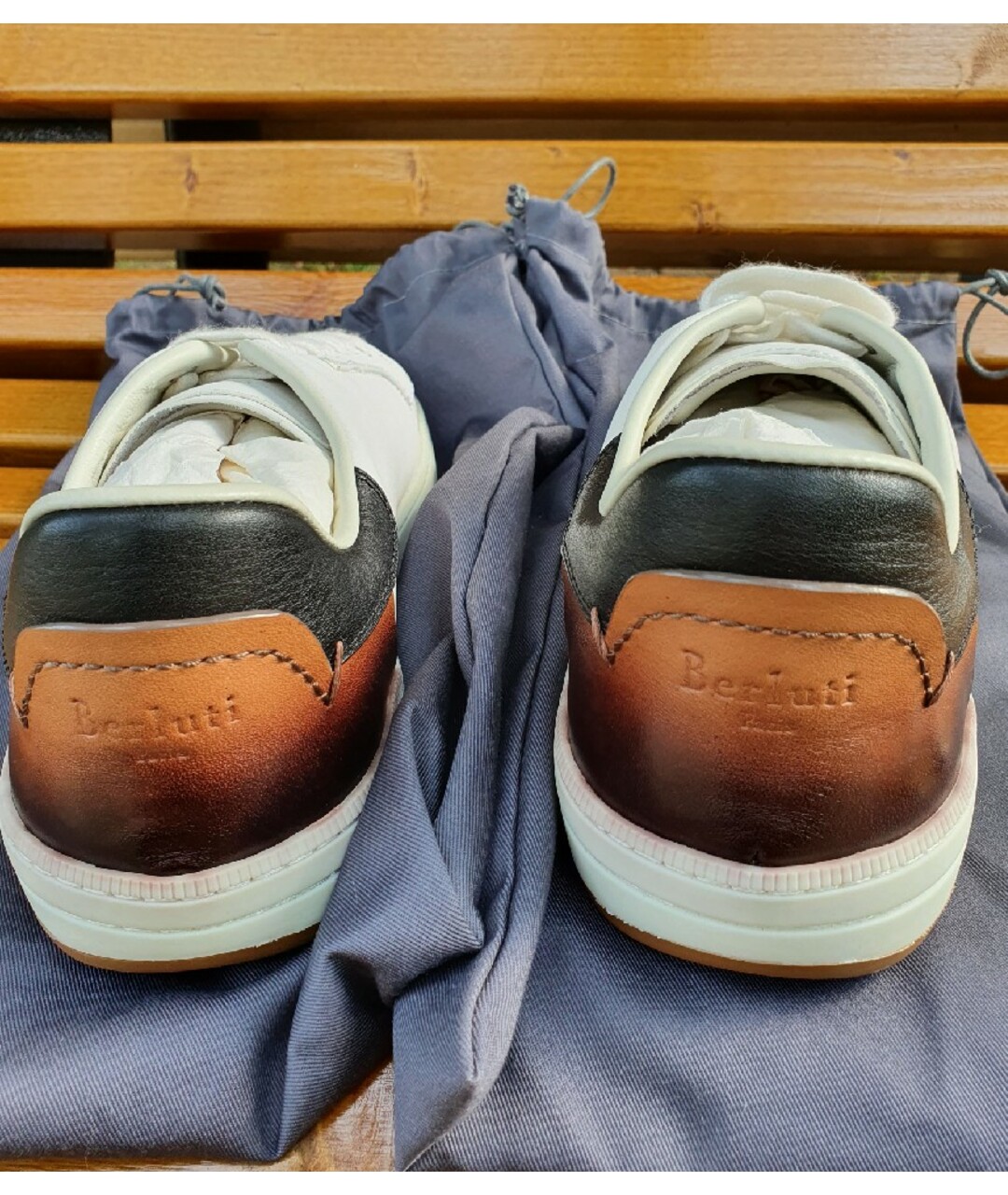 BERLUTI Белые кожаные низкие кроссовки / кеды, фото 4