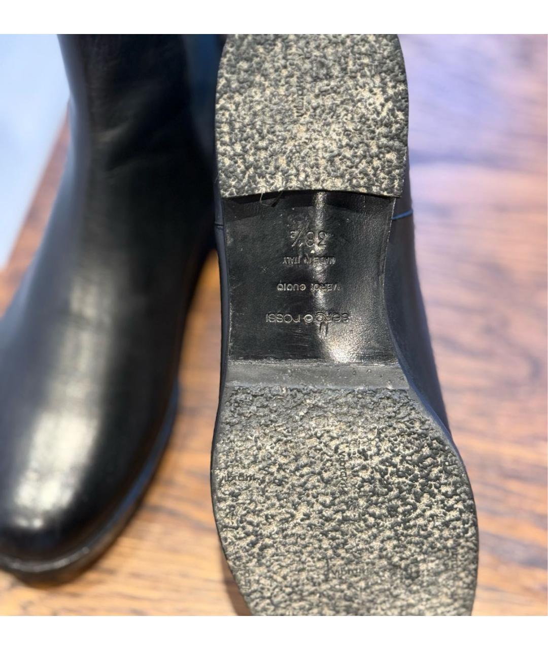 SERGIO ROSSI Черные кожаные полусапоги, фото 5