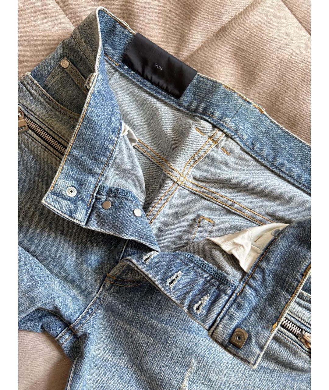 BALMAIN Голубые хлопко-эластановые джинсы скинни, фото 4