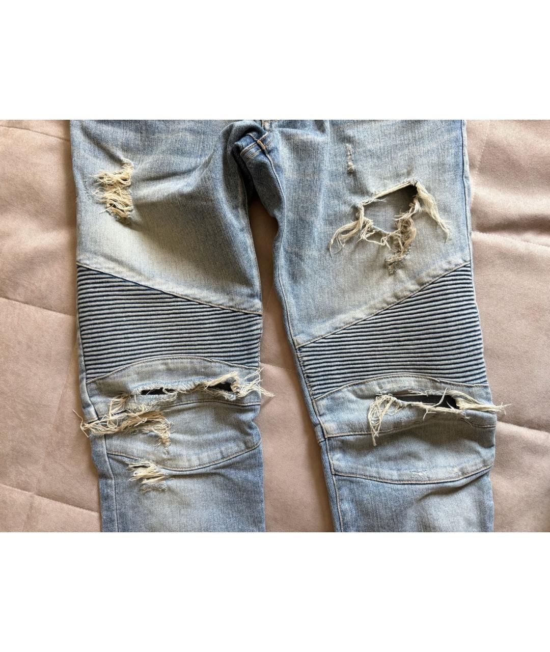 BALMAIN Голубые хлопко-эластановые джинсы скинни, фото 5