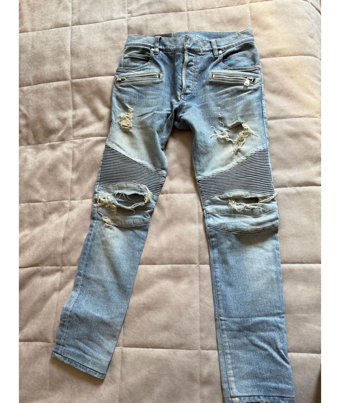 BALMAIN Голубые хлопко-эластановые джинсы скинни, фото 9