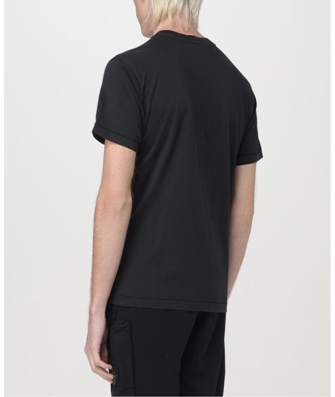 STONE ISLAND Черная хлопковая футболка, фото 4