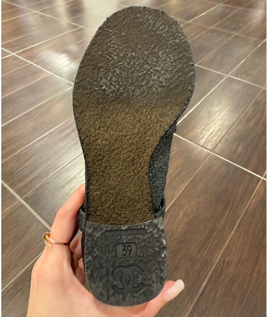 CHANEL Антрацитовые кожаные ботильоны, фото 4