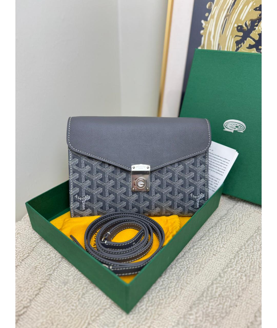 GOYARD Серая сумка через плечо из искусственной кожи, фото 5