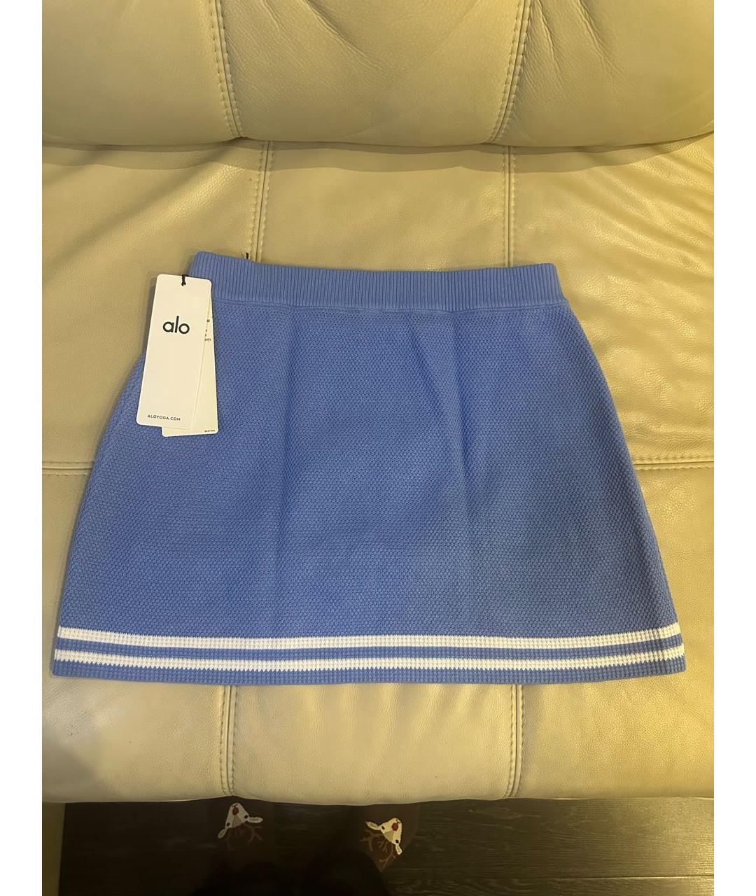 ALO YOGA Голубая хлопковая юбка-шорты, фото 2