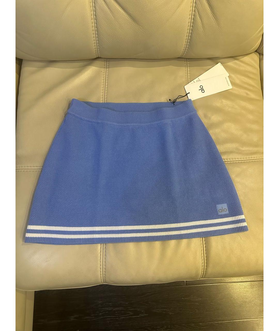 ALO YOGA Голубая хлопковая юбка-шорты, фото 7