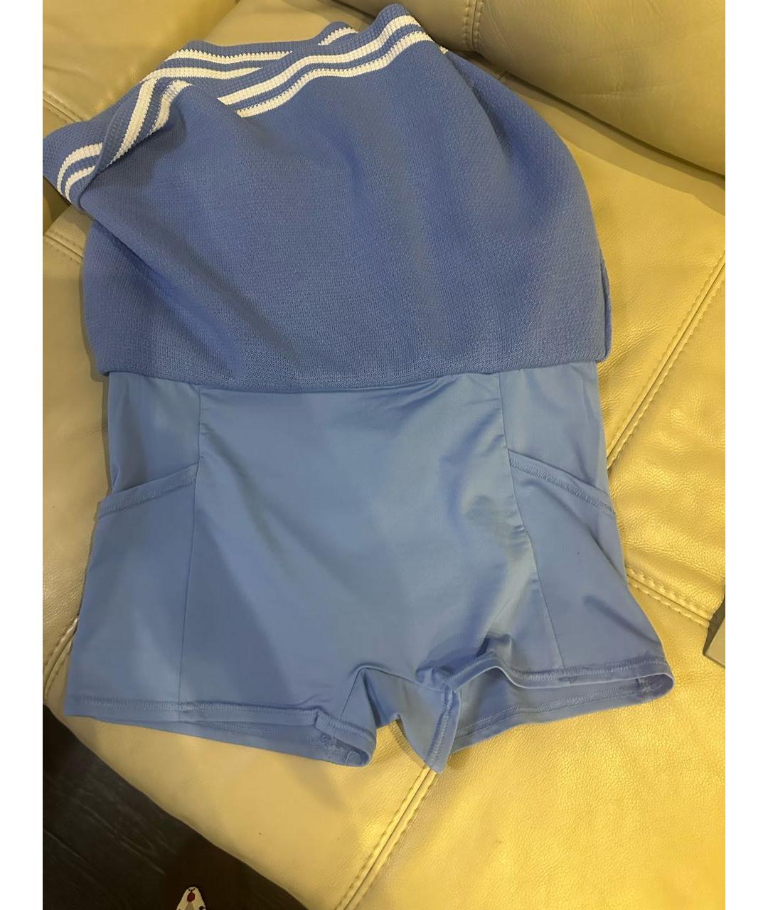 ALO YOGA Голубая хлопковая юбка-шорты, фото 3