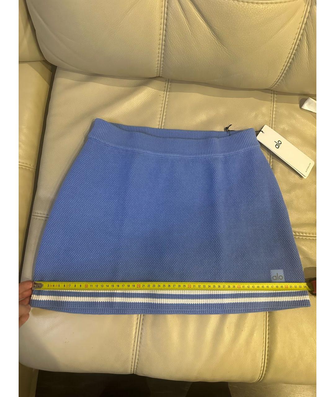 ALO YOGA Голубая хлопковая юбка-шорты, фото 6