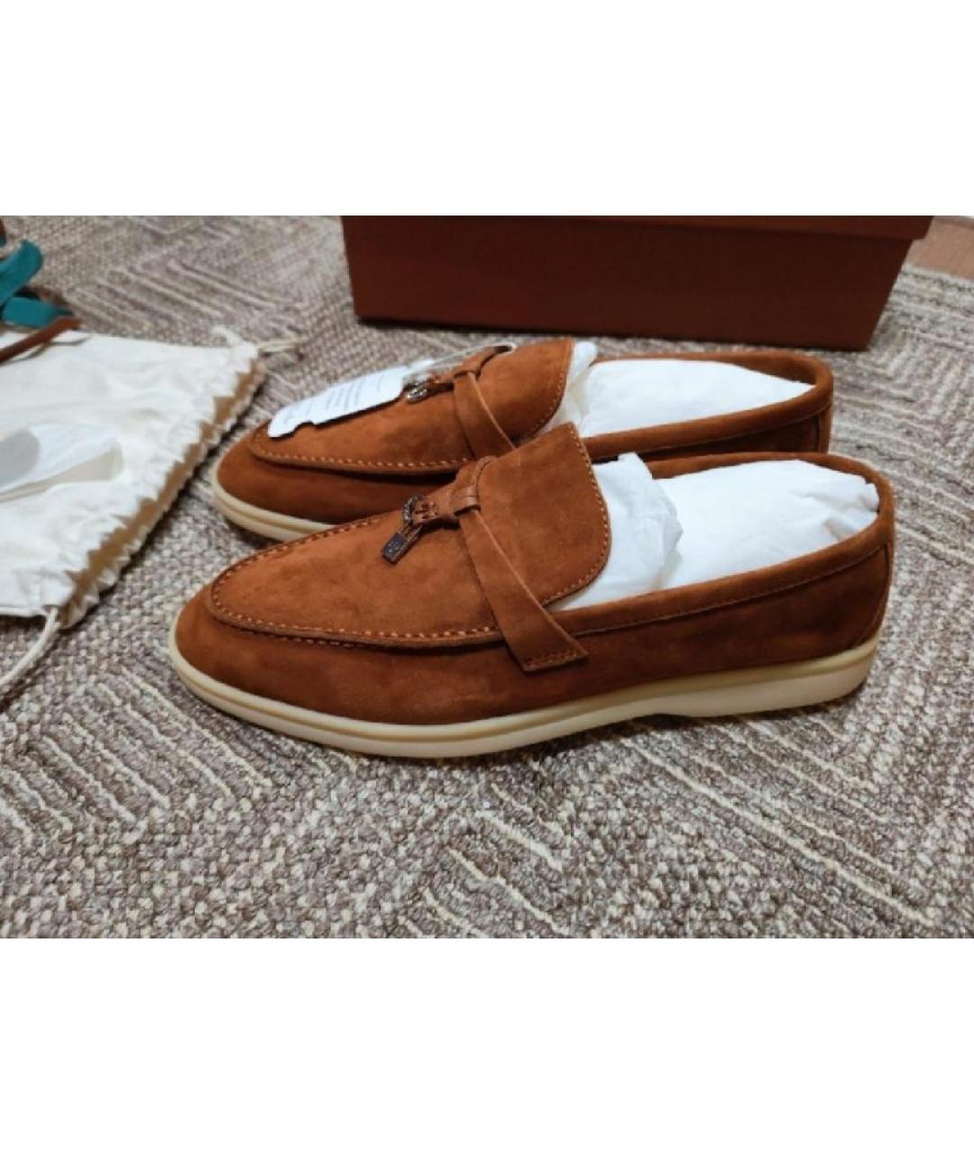 LORO PIANA Коричневые замшевые лоферы, фото 6